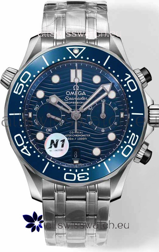 Omega Seamaster Co-Axial Master Chronograph Stainless Steel Blue Dial 44MM 1:1 Mirror Replica