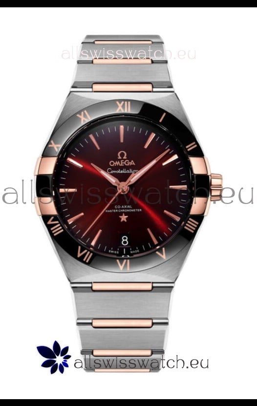 Omega Co-Axial Constellation Two Tone Black Burgundy Dial 1:1 Mirror Replica 41MM