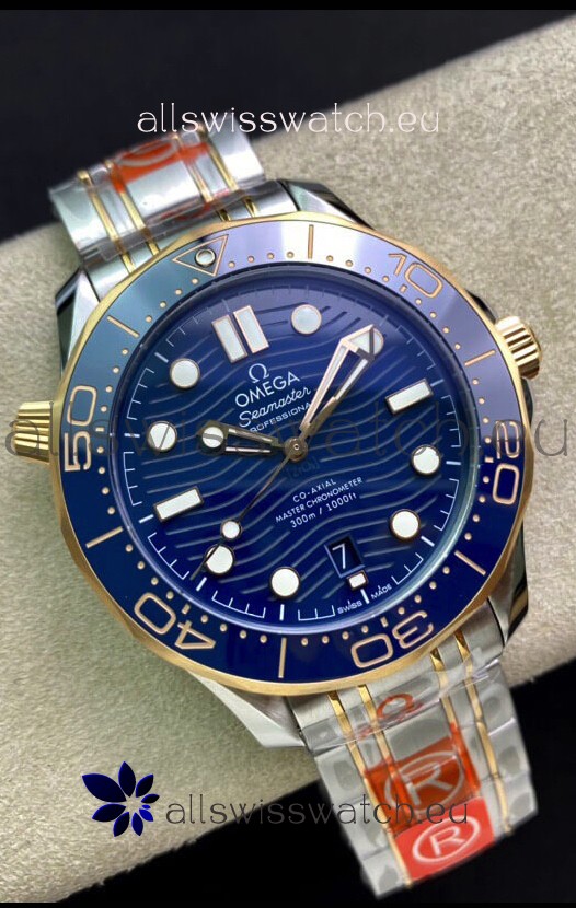 Omega Seamaster 300M Co-Axial Master Chronometer Blue Dial Two Tone Casing 1:1 Mirror Replica