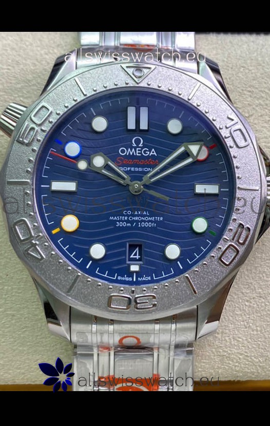 Omega Seamaster 300M Co-Axial Master Chronometer Blue Dial Titanium Bezel - 1:1 Mirror Replica