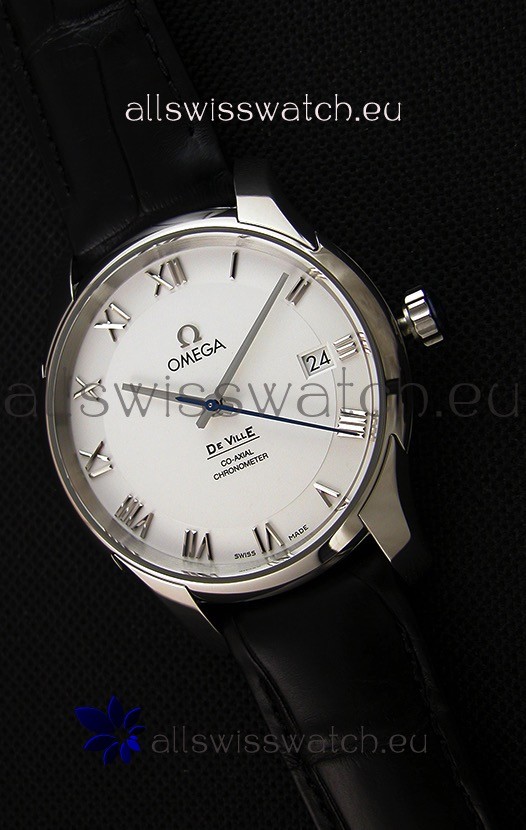 Omega De-Ville Annual Calendar Co-Axial Swiss Replica Watch 1:1 Mirror Edition in White Dial