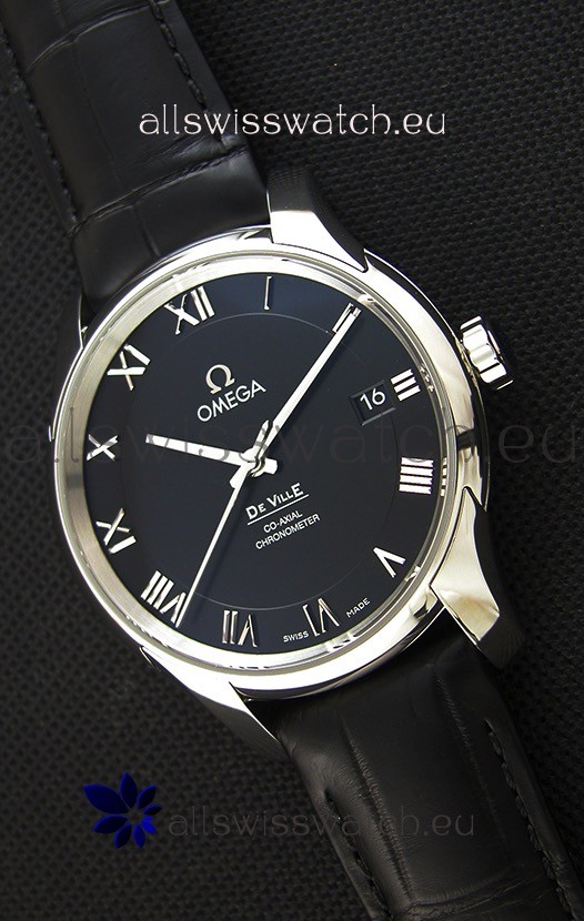 Omega De-Ville Annual Calendar Co-Axial Swiss Replica Watch 1:1 Mirror Edition in Black Dial
