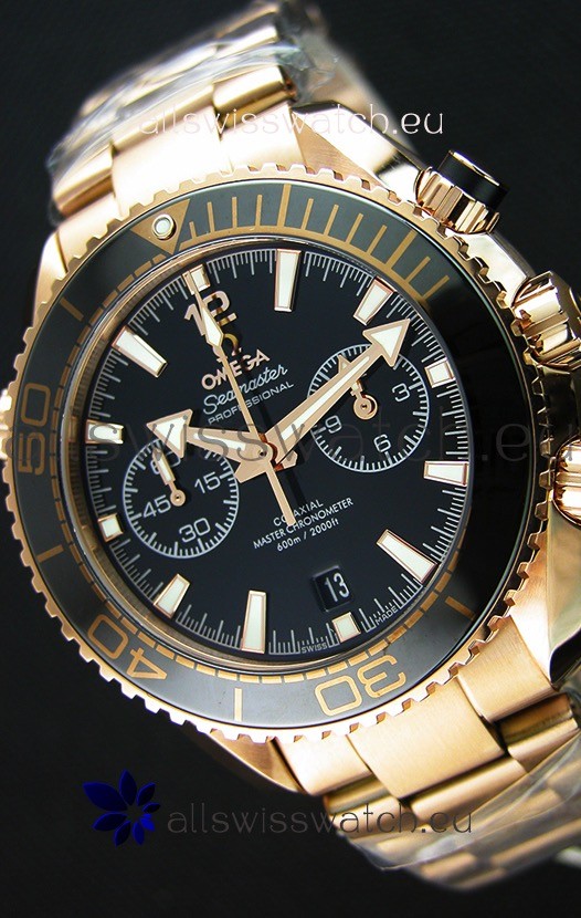Omega Seamaster Planet Ocean 600M Chronograph 1:1 Mirror Replica Pink Gold Watch 