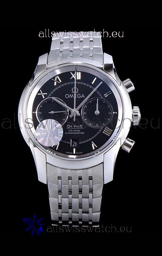 Omega De Ville Chronograph 1:1 Mirror Replica Watch in Black Dial 42MM