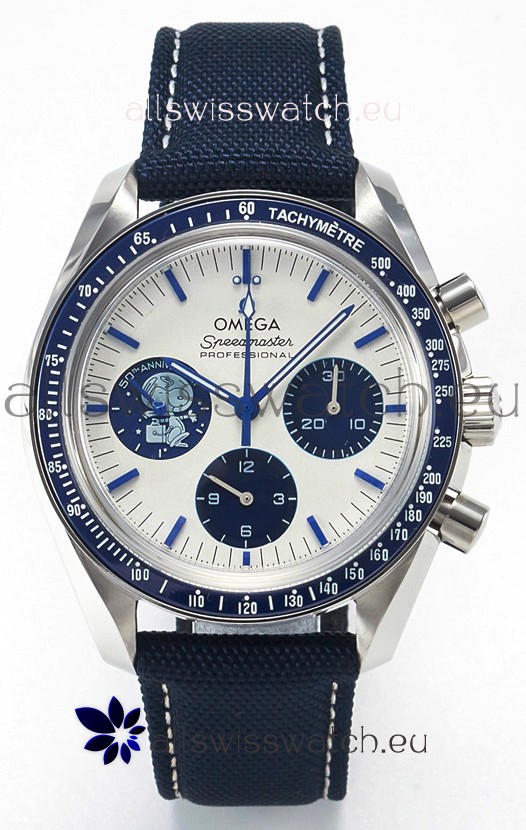 Omega Speedmaster 50th Anniversary Super Clone Snoopy Replica Watch in Nylon Strap 