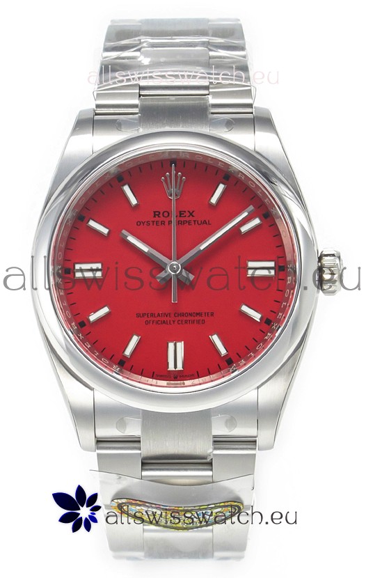 Rolex Oyster Perpetual Super Clone REF#126000 36MM Swiss Movement Swiss Replica Red Dial Swiss Replica