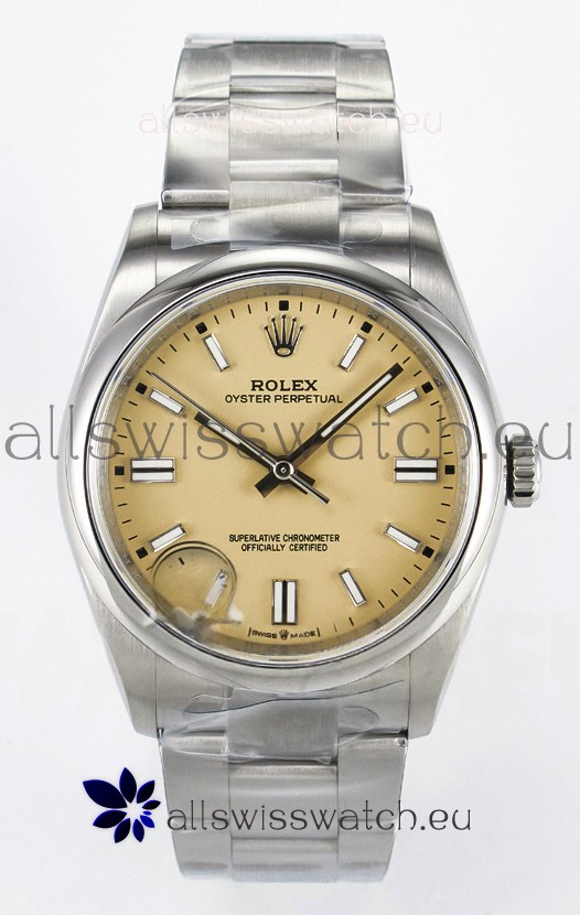 Rolex Oyster Perpetual Super Clone REF#126000 36MM Beige Dial Swiss Replica
