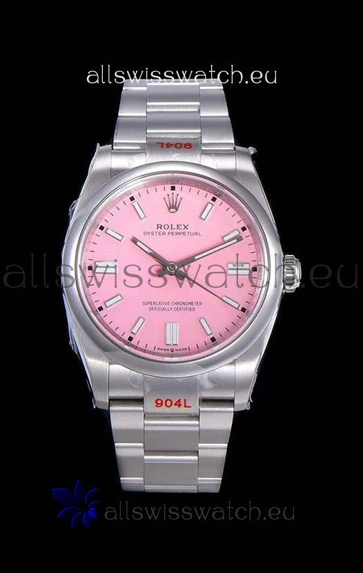 Rolex Oyster Perpetual REF#124300 41MM Cal.3230 Movement Swiss Replica Pink Dial 904L Steel 1:1 Mirror Replica Watch