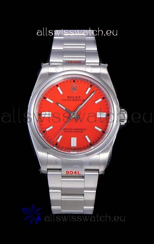 Rolex Oyster Perpetual REF#124300 41MM Cal.3230 Movement Swiss Replica Red Dial 904L Steel 1:1 Mirror Replica Watch