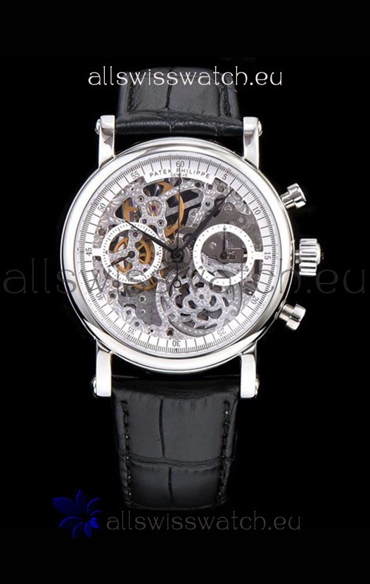 Patek Philippe Complications Skeleton Chronograph Watch in 904L Steel Case