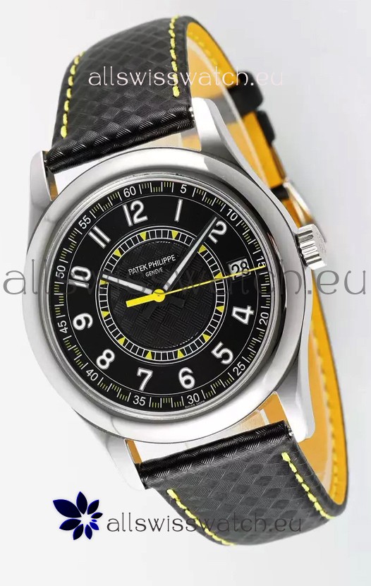 Patek Philippe Calatrava 6007 Black Dial Yellow Hands 904L Steel Casing 1:1 Mirror Replica Watch
