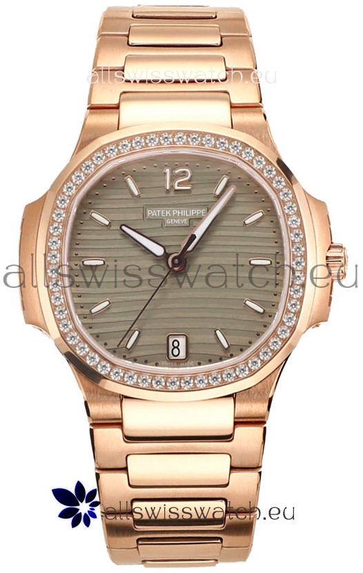 Patek Philippe Nautilus 7118R 35MM 1:1 Rose Gold Grey Dial 1:1 Mirror Replica Watch