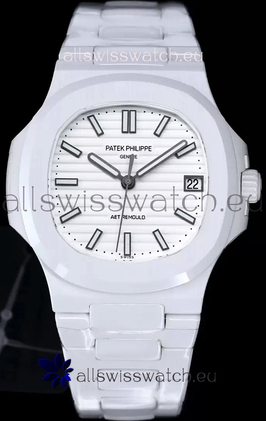 Patek Philippe Nautilus 5711 AET Remould White Ceramic Edition White Dial Swiss Replica Watch