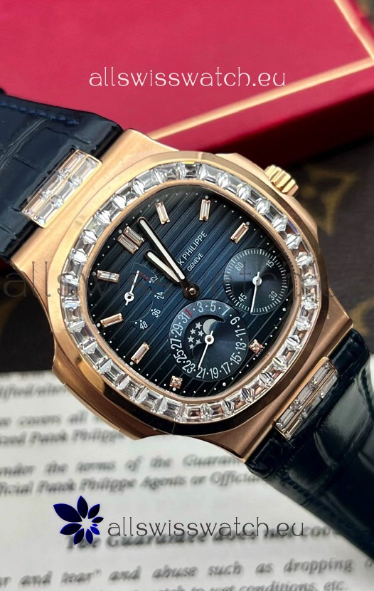 Patek Philippe Nautilus 5712R 1:1 Quality Swiss Replica Watch in Blue Dial Blue Strap