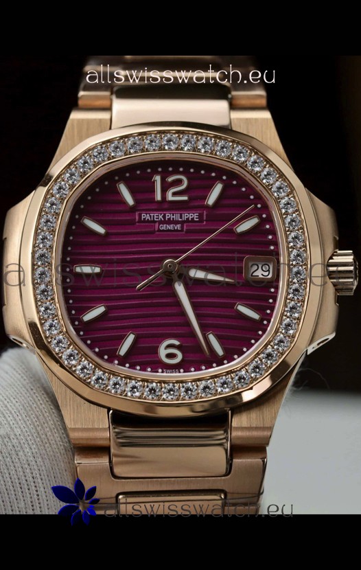 Patek Philippe Nautilus 7010/1R-013 Rose Gold Casing 32MM Swiss Quartz 1:1 Mirror Replica