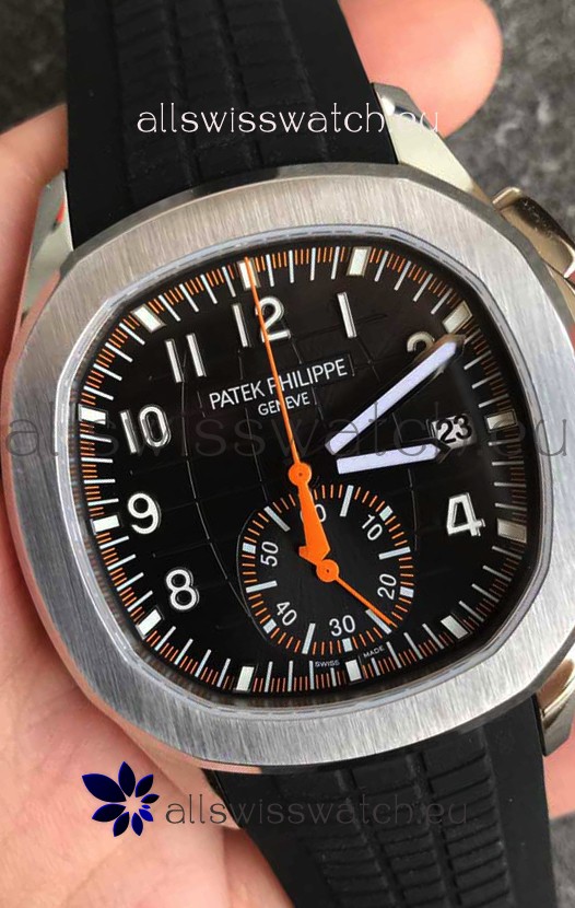 Patek Philippe Aquanaut 5968 Chronograph Steel Casing Orange Hands Watch in Swiss Automatic Movement