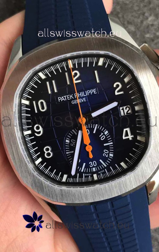 Patek Philippe Aquanaut 5968 Chronograph Steel Casing Blue Dial Watch in Swiss Automatic Movement