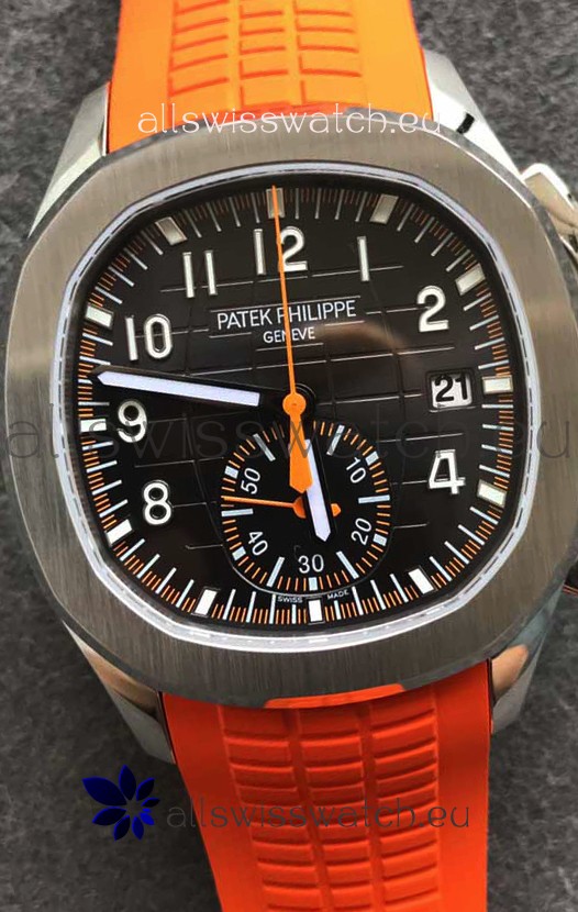 Patek Philippe Aquanaut 5968 Chronograph Steel Casing Orange Strap Watch in Swiss Automatic Movement