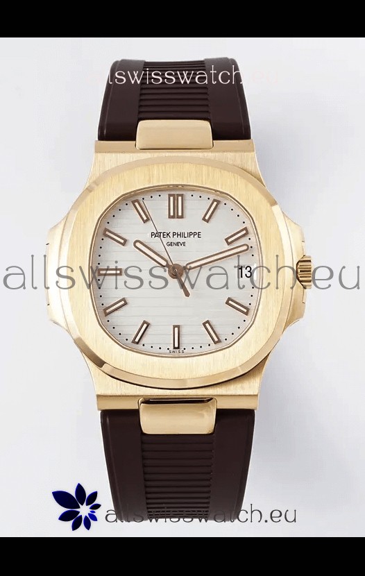 Patek Philippe Nautilus 5711/1R-001 1:1 Mirror Replica in 904L Steel Rose Gold White Dial