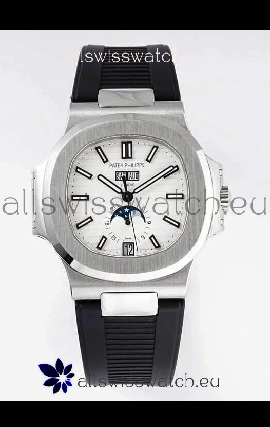 Patek Philippe Nautilus 5726A 1:1 Mirror Swiss Watch White Dial Rubber Strap