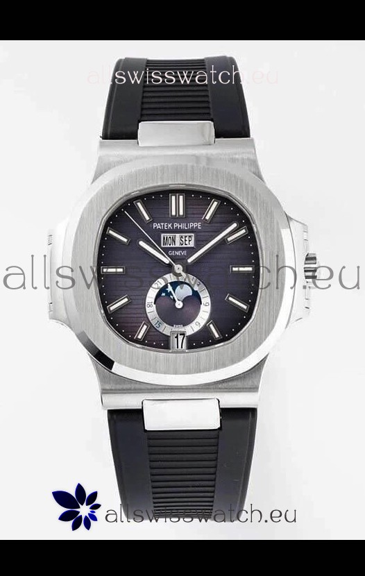 Patek Philippe Nautilus 5726A 1:1 Mirror Swiss Watch Blue Dial Rubber Strap