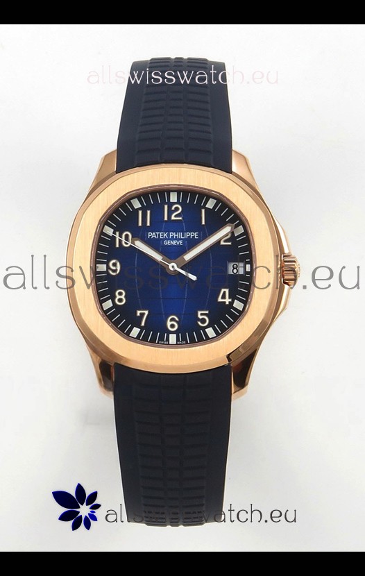 Patek Philippe Super Clone Aquanaut 5167 SC330 Movement 904L Rose Gold Blue Dial Watch 