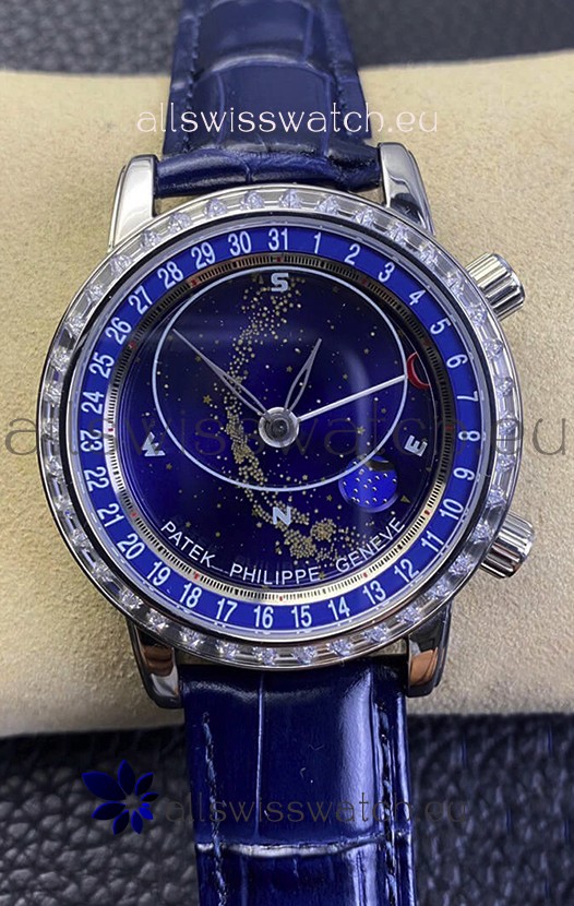 Patek Philippe 6104G Grand Compilations Handwind Swiss Replica Watch - Diamonds Bezel