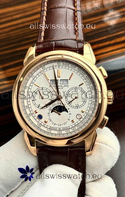 Patek Philippe Grand Complications 5270 Swiss Replica Watch in Rose Gold Casing White Dial