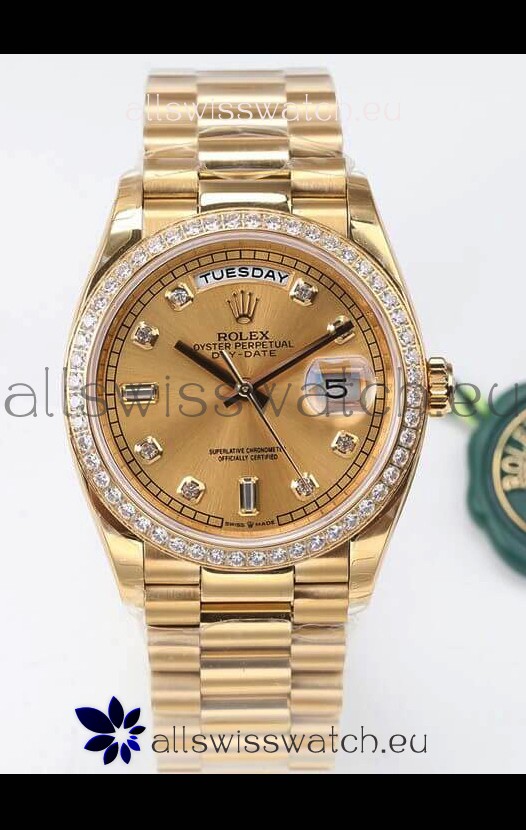 Rolex Day Date Presidential 18K Yellow Gold Watch 36MM - Gold Dial 1:1 Mirror Quality