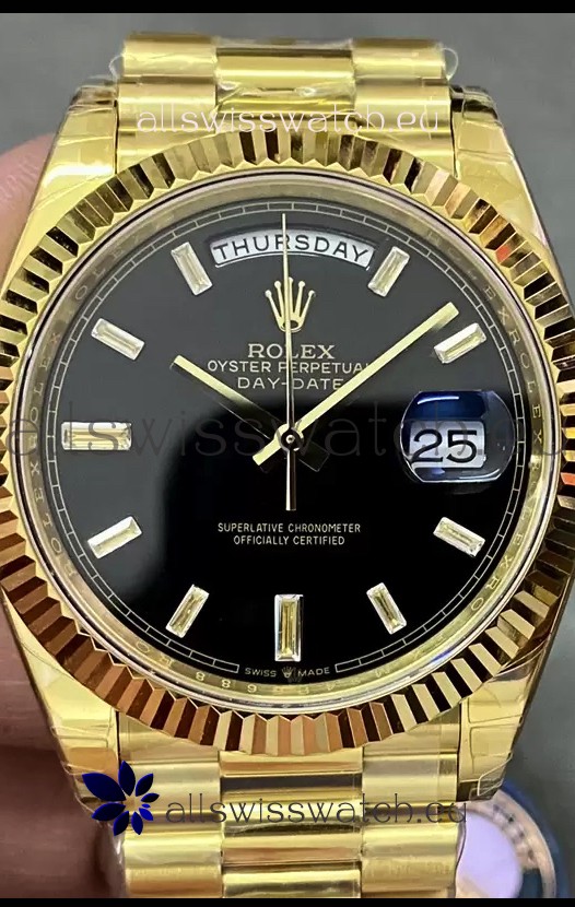 Rolex Day Date Presidential 18K Yellow Gold Watch 40MM - Black Dial 1:1 Mirror Quality