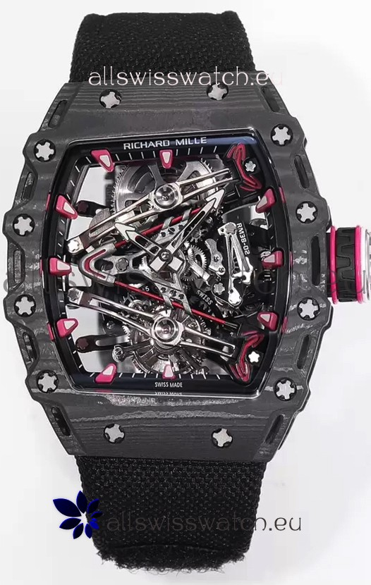 Richard Mille RM38-02 Carbon Casing Bubba Watson Black Nylon Tourbillon Movement 1:1 Mirror Replica