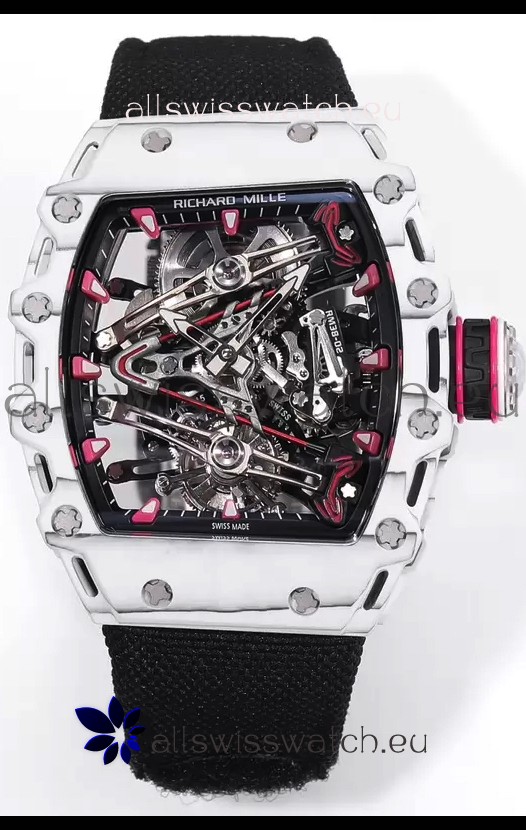 Richard Mille RM38-02 White Carbon Bubba Watson Black Nylon Tourbillon Movement 1:1 Mirror Replica