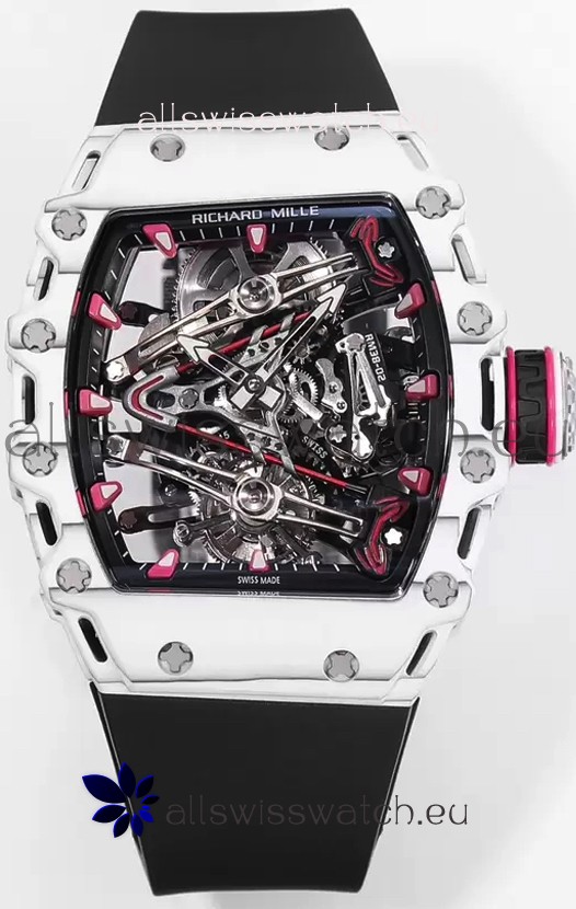 Richard Mille RM38-02 White Carbon Bubba Watson Black Rubber Tourbillon Movement 1:1 Mirror Replica