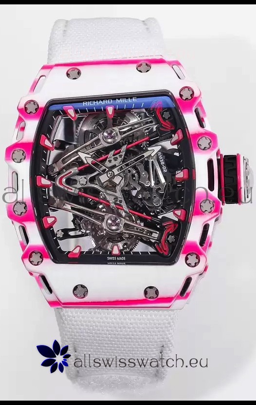 Richard Mille RM38-02 White/Pink Carbon Bubba Watson White Nylon Tourbillon Movement 1:1 Mirror Replica