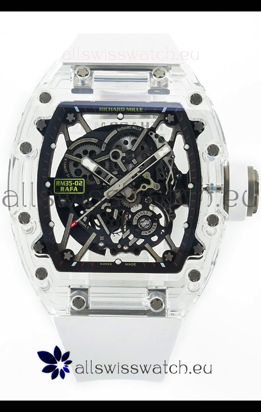 Richard Mille RM35-02 Rafael Nadal Transparent Sapphires Casing with Genuine Tourbillon Super Clone Watch