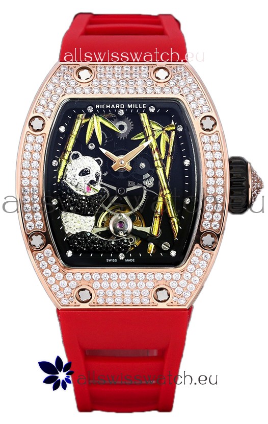 Richard Mille RM26-01 Tourbillon Panda Rose Gold Casing Swiss Movement Watch 