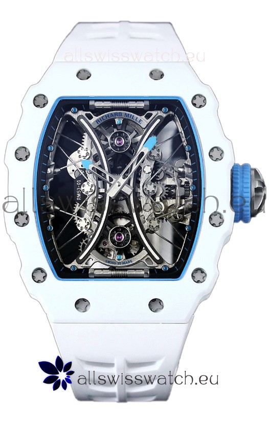 Richard Mille RM53-01 Pablo Mac Donough White TPT CASE White Rubber Strap Swiss Replica Watch