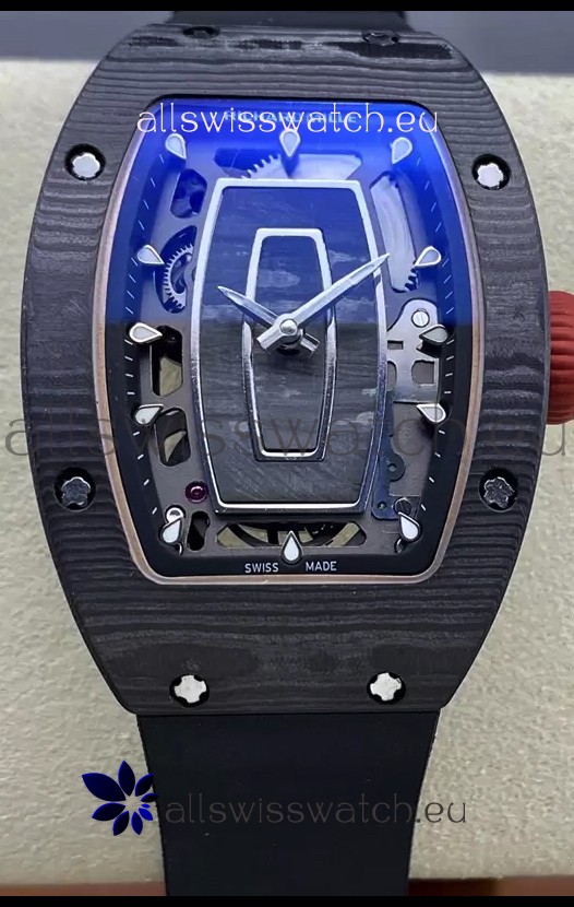 Richard Mille RM07 Black Carbon Casing Black Strap 1:1 Superclone Swiss Replica Watch 