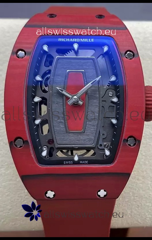 Richard Mille RM07 Red Carbon Casing 1:1 Superclone Swiss Replica Watch 