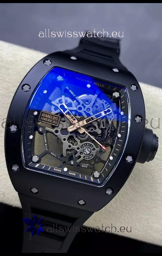Richard Mille RM035 AMERICAS Black DLC & Rose Gold Casing 1:1 Swiss Replica Watch 