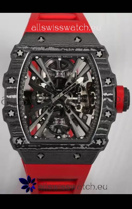 Richard Mille RM12-01 Carbon Fiber Case Genuine Tourbillon Movement 1:1 Mirror Replica Watch