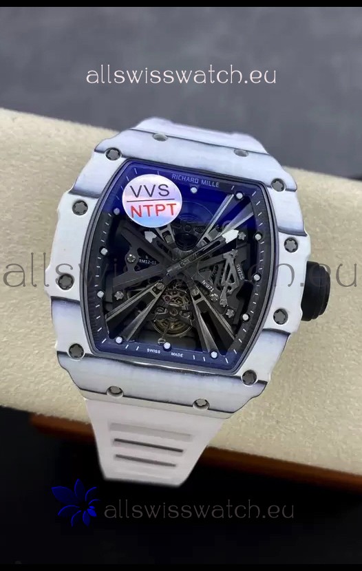 Richard Mille RM12-01 White Carbon Fiber Case Genuine Tourbillon Movement 1:1 Mirror Replica Watch