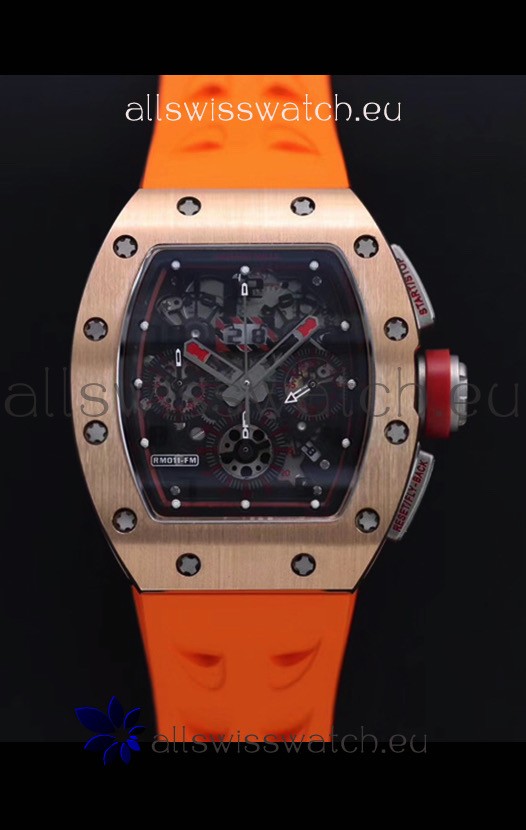 Richard Mille RM011-FM Felipe Massa Rose Gold Casing Swiss Replica Watch