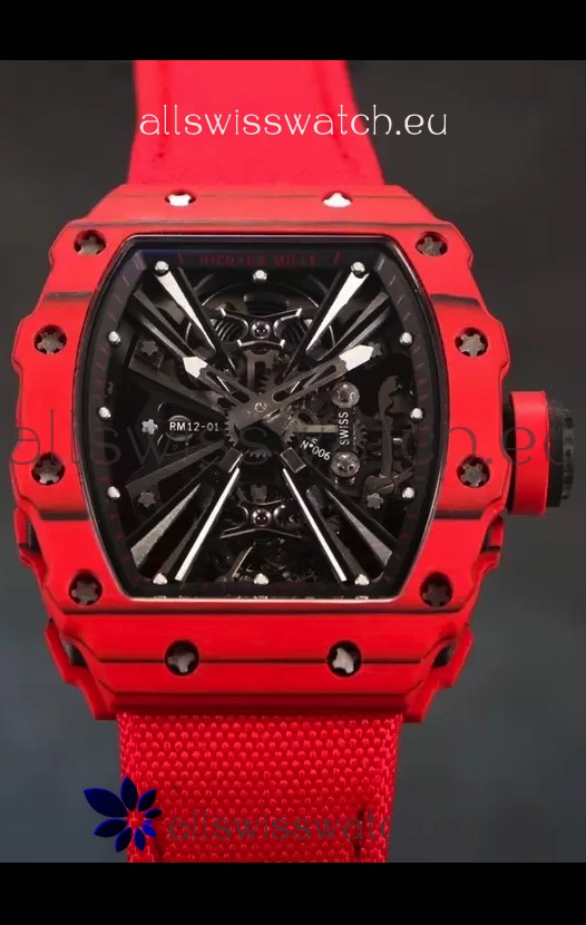 Richard Mille RM12-01 Carbon Fiber Case Genuine Tourbillon Movement 1:1 Mirror Replica Watch