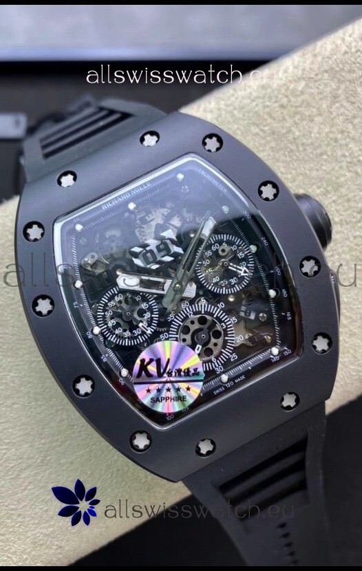 Richard Mille RM011 Felipe Massa 1:1 Mirror Black Ceramic Case Watch 
