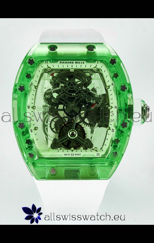 Richard Mille Super Clone 56-01 Transparent Sapphires Casing with Genuine Tourbillon Watch
