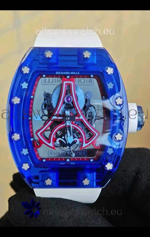 Richard Mille RM52-03 Paris Saint-Germain Tourbillon Blue Sapphires Swiss Replica Watch 