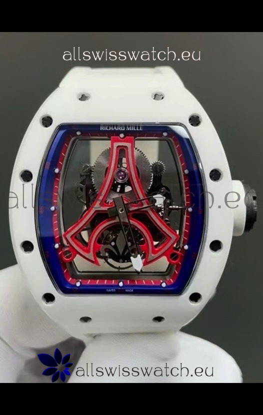 Richard Mille RM52-03 Paris Saint-Germain Tourbillon White Ceramic Swiss Replica Watch 