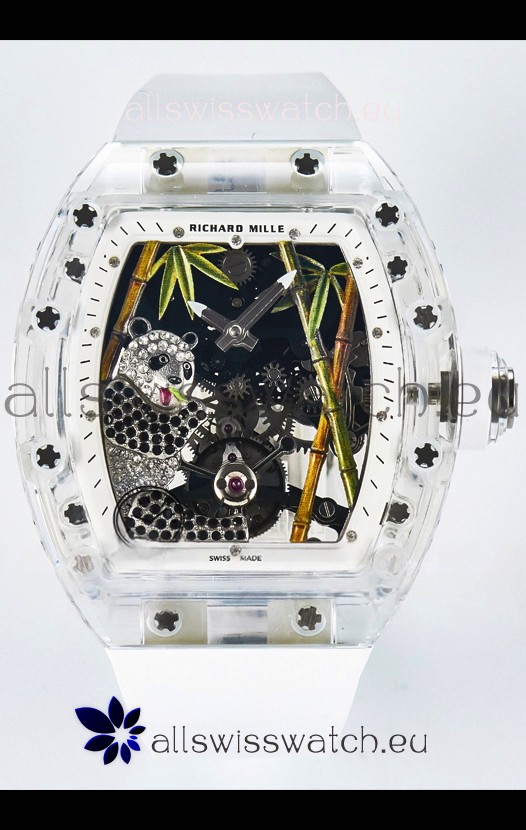 Richard Mille RM26-01 Tourbillon Panda Transparent Sapphires Casing Watch - Super Clone Replica