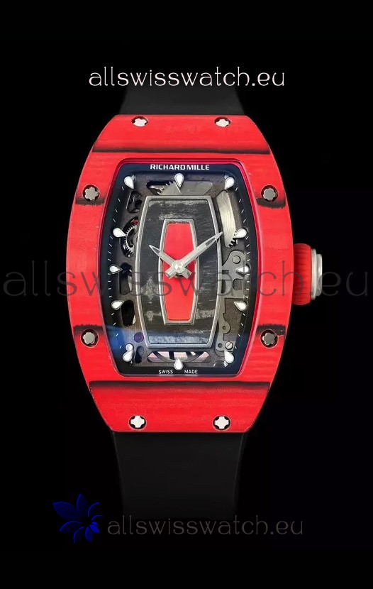 Richard Mille RM07 Red Carbon Casing 1:1 Superclone Swiss Replica Watch